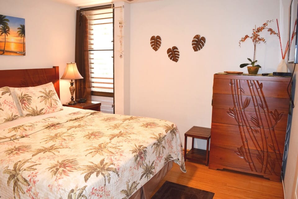 Tropical decor in master bedroom