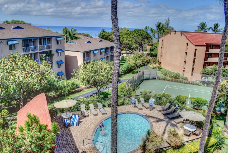 Pool and ocean view from private lanai