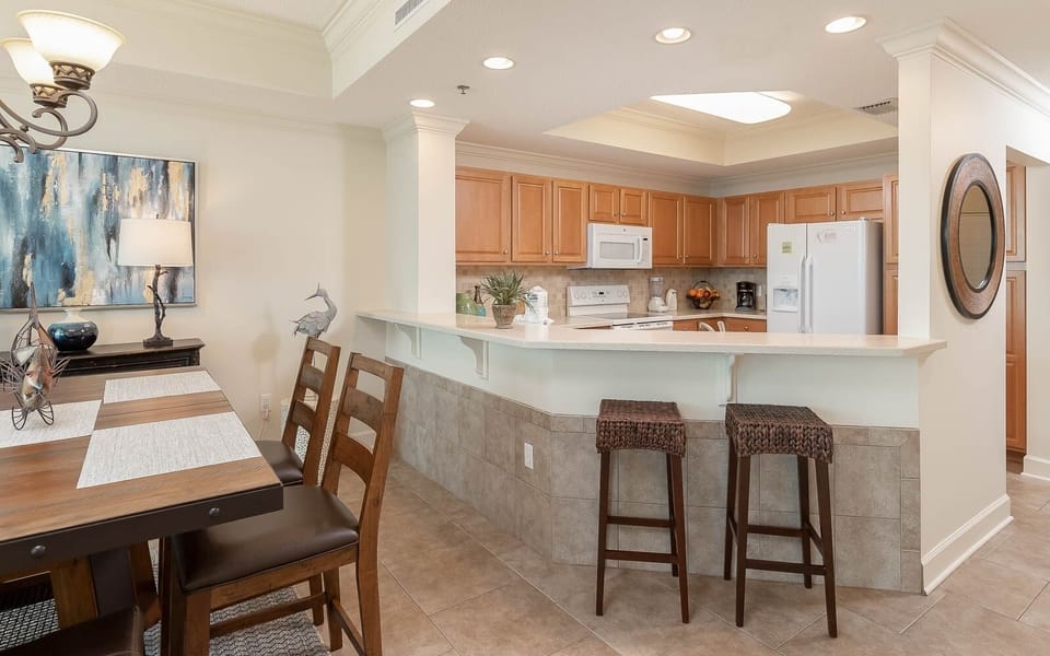 Dining area with stylish seating, while enjoying the open layout that connects to the kitchen