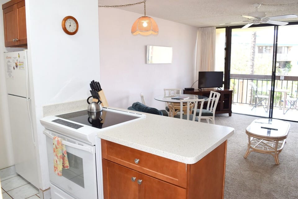 Kitchen open to living area