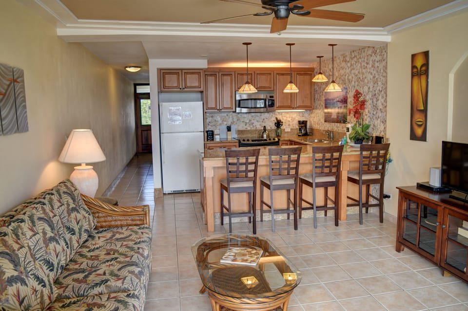 Kitchen open to living area