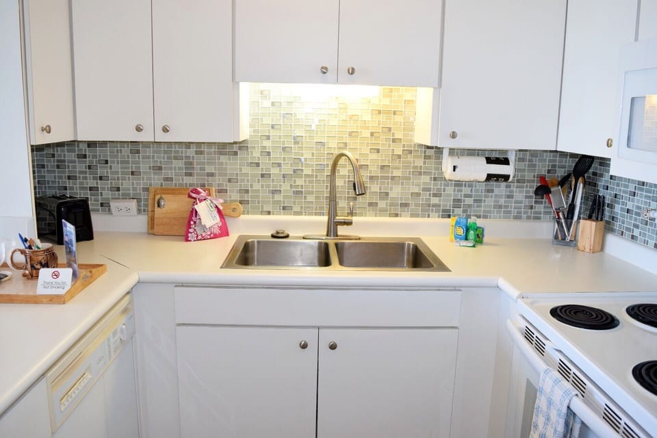 Enjoy cooking meals in your fully stocked kitchen