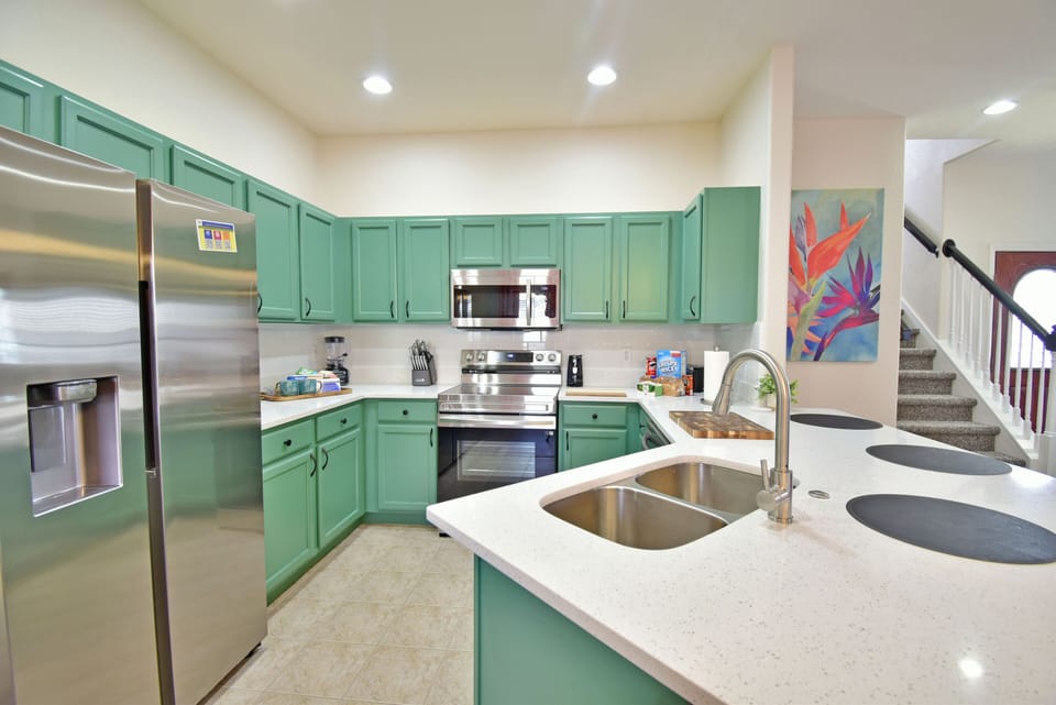 Galley style kitchen freshly updated with style