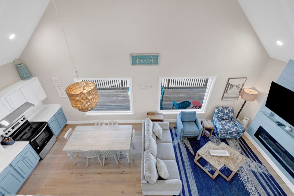 The open-living concept easily accommodates eight guests