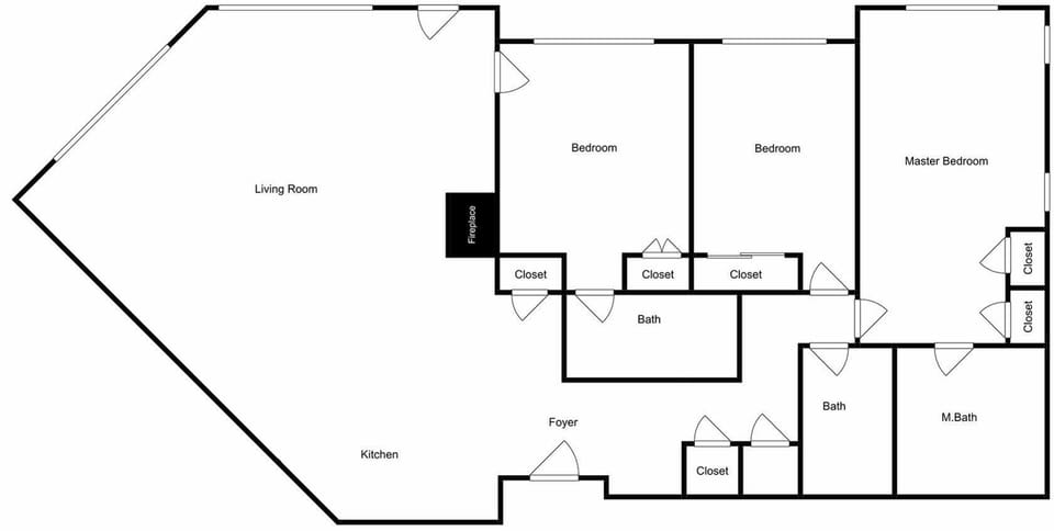 This spacious floor plan shows your private retreat with three bedrooms, multiple bathrooms, and an open living area perfect for relaxing.