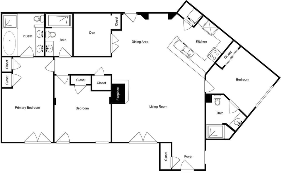 Spacious layout with three bedrooms, modern kitchen, and comfortable living areas perfectly designed for your mountain getaway.