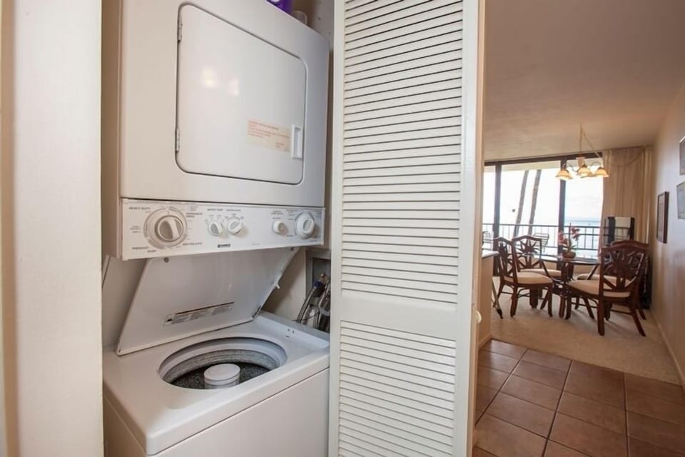 Your in-unit laundry makes packing light easy—washer and dryer stacked conveniently for your comfort during your stay.