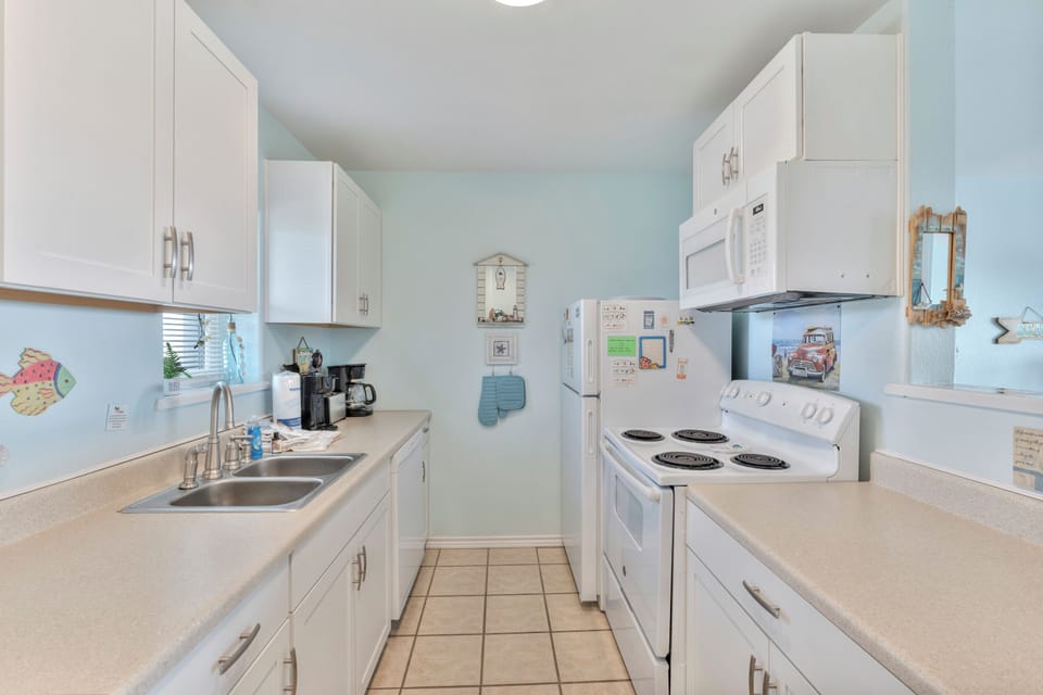 Your bright, fully-equipped kitchen has everything you need to prepare meals, from fresh coffee to home-cooked dinners.