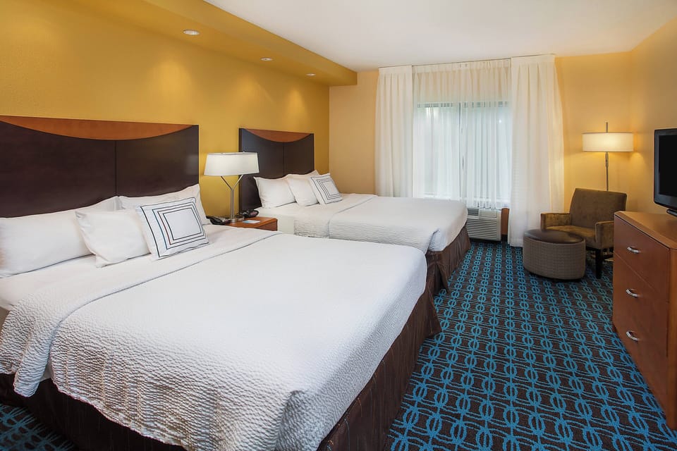 Room, 2 Queen Beds | In-room safe, desk, blackout drapes, iron/ironing board