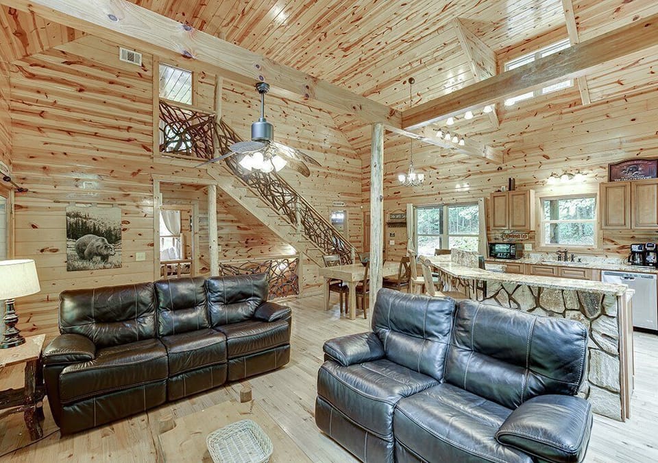 Actual Branches on Stairwell for Cabin Feel