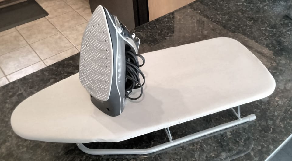 Iron and Ironing board.