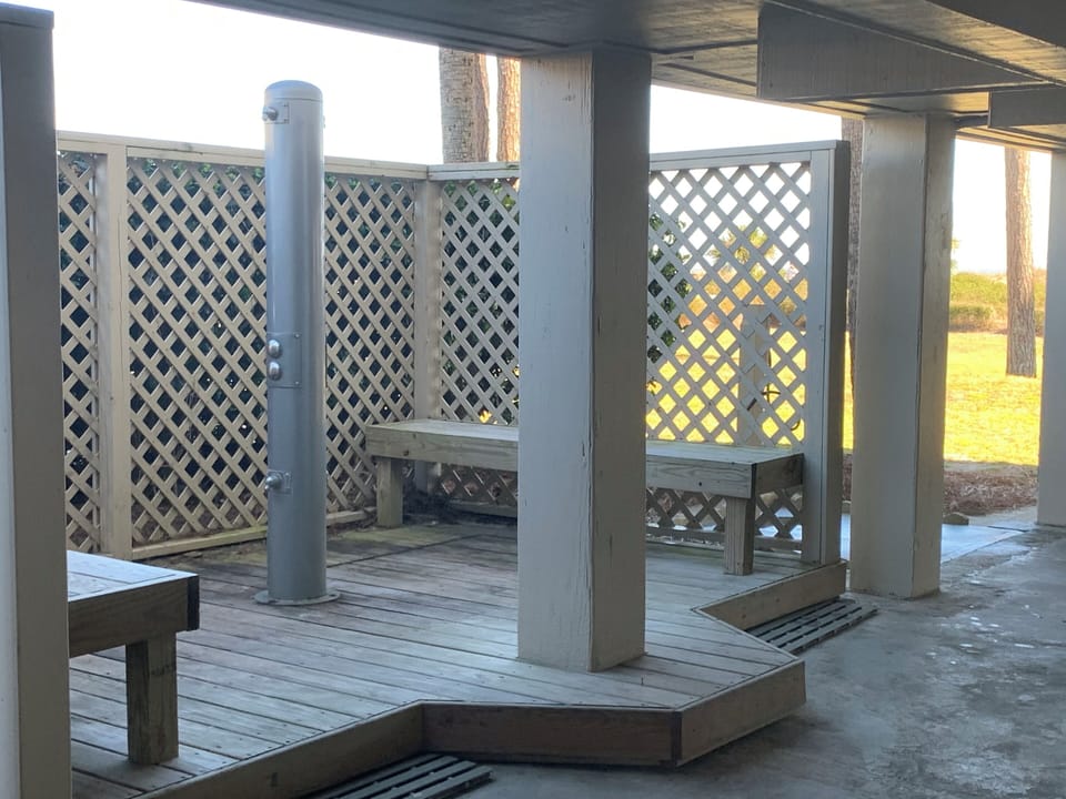 Outdoor showers under the building