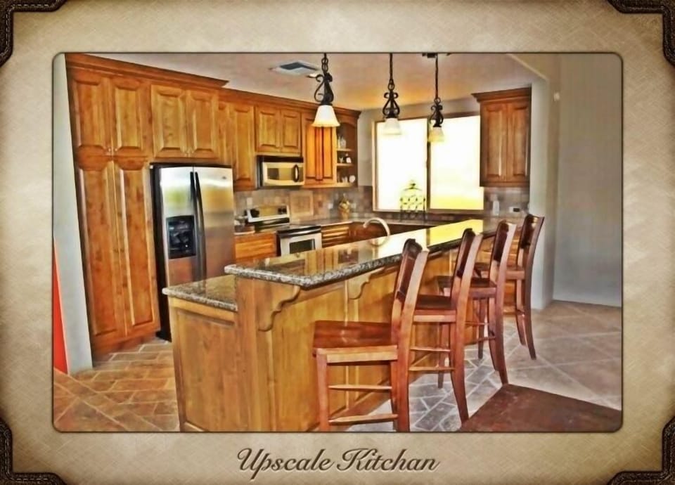 Large upscale Kitchen comes w/Plates/Cups, Utensils, Pans, small appliances, etc