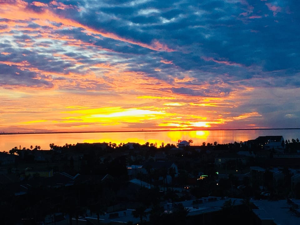 Enjoying the sunset from 5th floor balcony