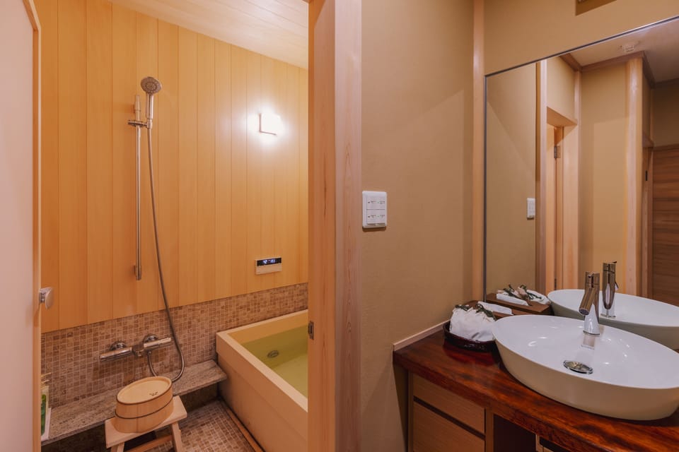Traditional Room AOBA, Twin Japanese Futons, Garden view, Private bath and toilet, Non Smoking | Bathroom | Free toiletries, hair dryer, bathrobes, slippers