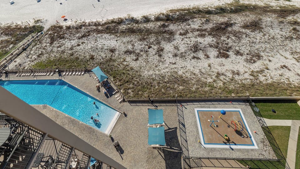 Take a dip in the inviting gradual entry pool while enjoying views of the beach and a fun splash park for kids nearby