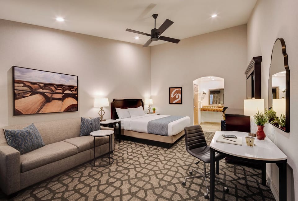 Premium bedding, down comforters, pillowtop beds, in-room safe