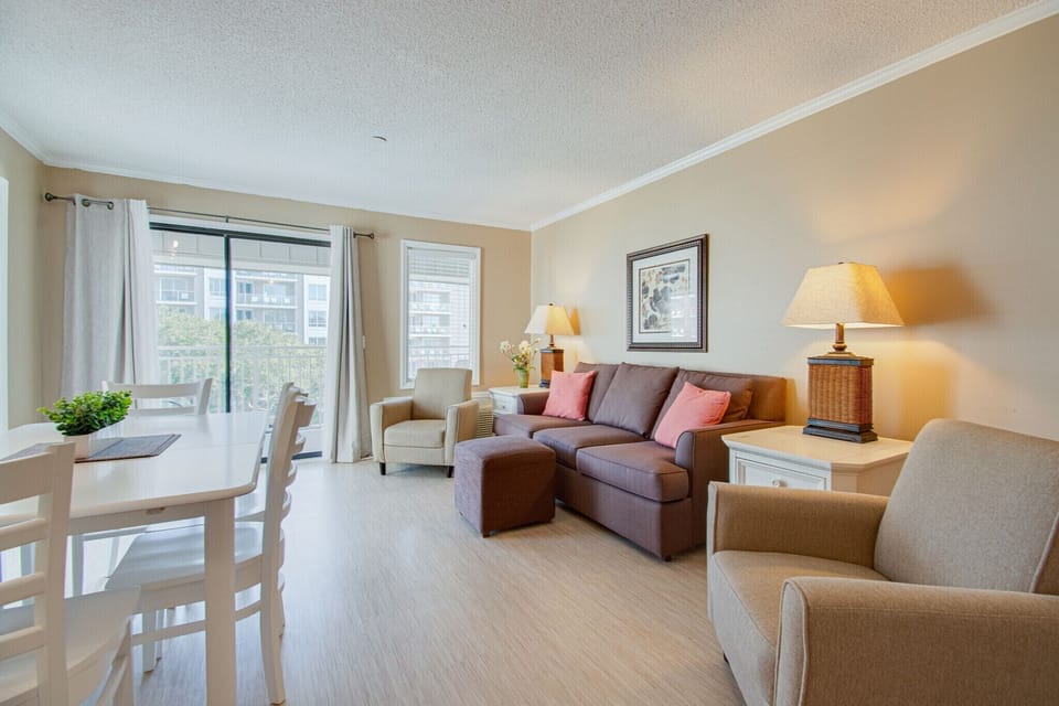 Ocean Dunes 401 - Living Area - Living area with a balcony with an wonderful ocean view when you look to the east.