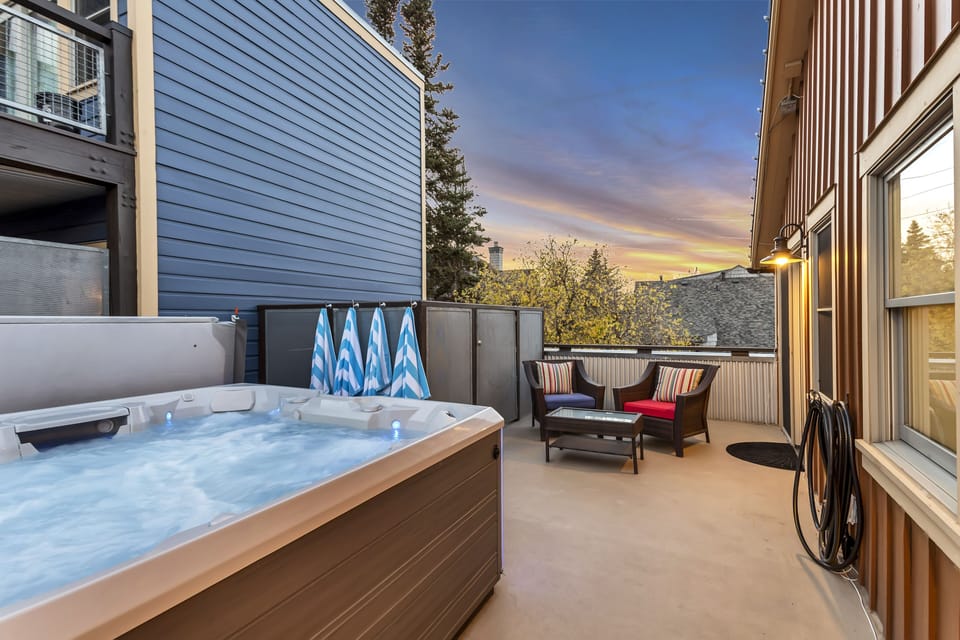 The Peak at Town Lift offers a relaxing hot tub and private patio with sitting area.