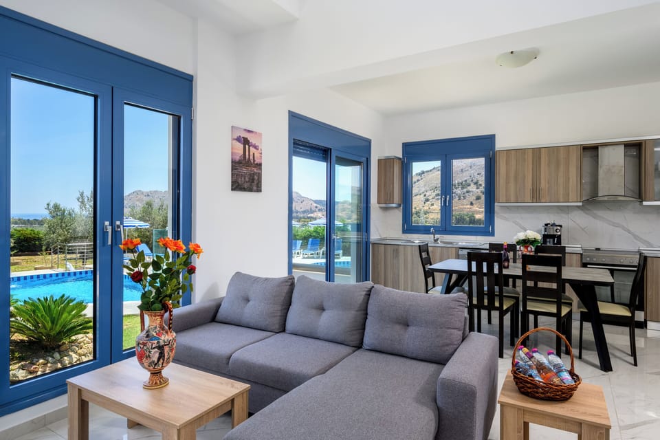 Superior Suite, 5 Bedrooms, Private Pool, Mountain View | Living area | Flat-screen TV, DVD player