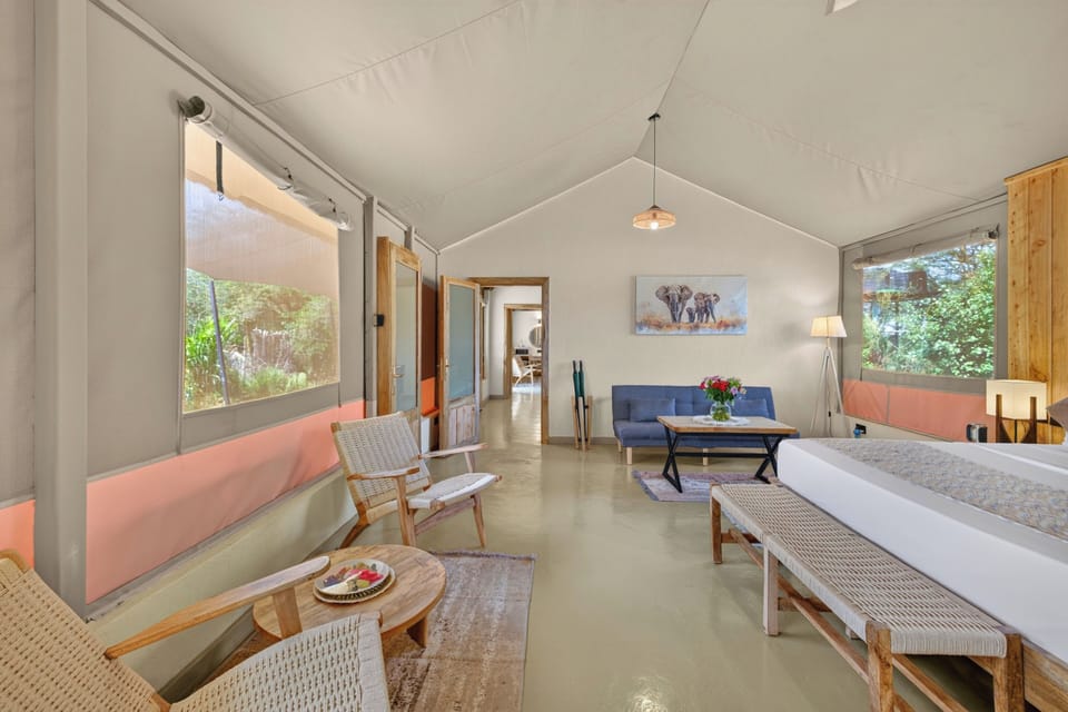 Family Tent, 2 Double Beds, River View | Premium bedding, memory foam beds, minibar, in-room safe