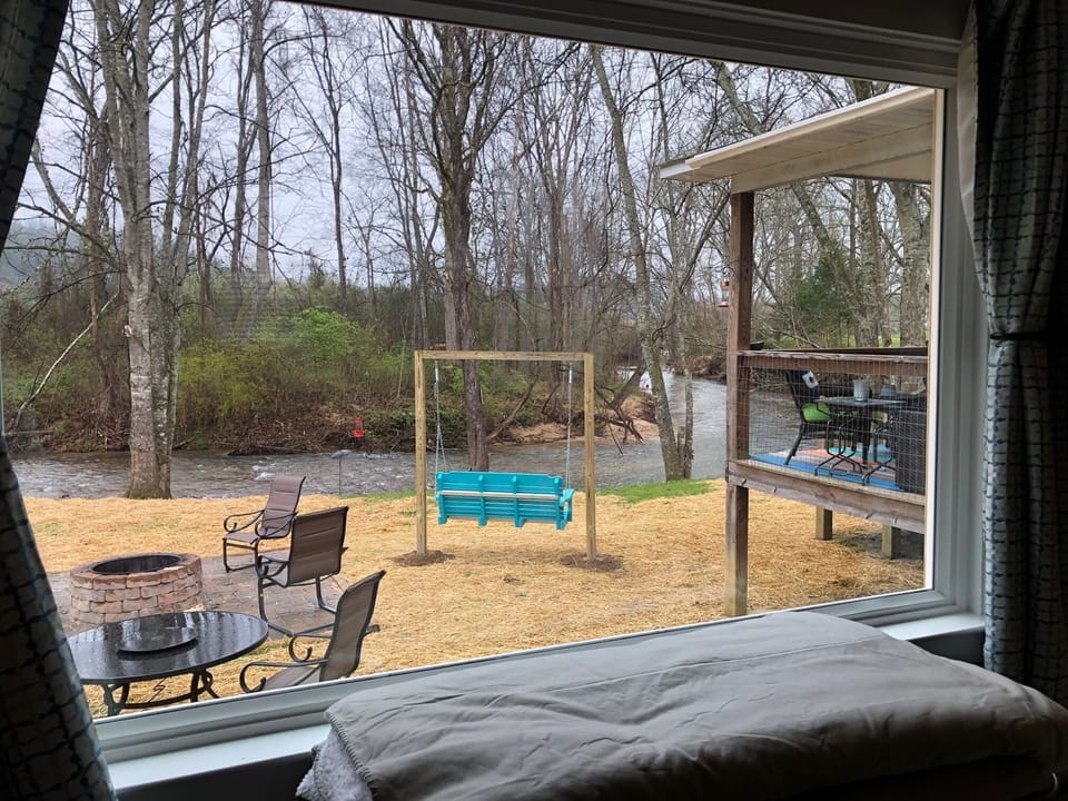 Beautiful outside view from the back bedroom picture window.