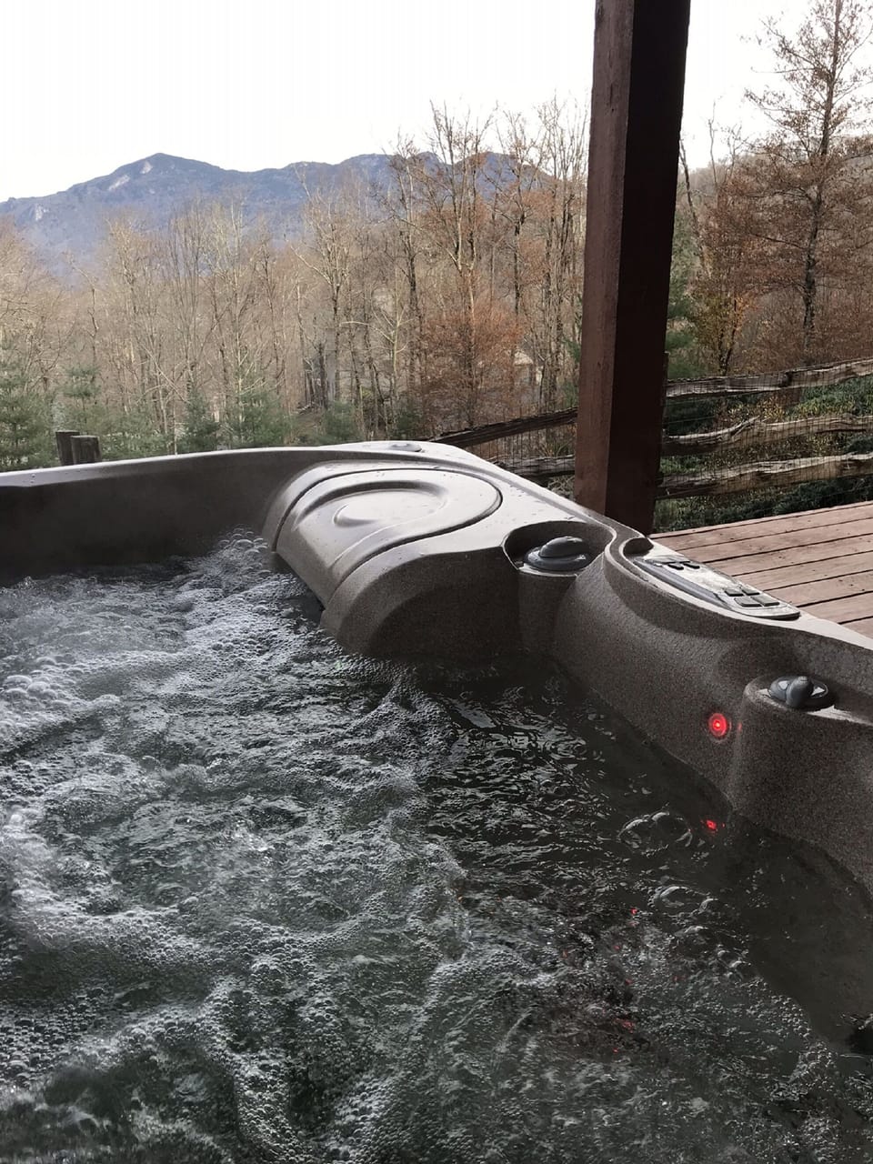 Enjoy the view while soaking in the 6-person hot tub
