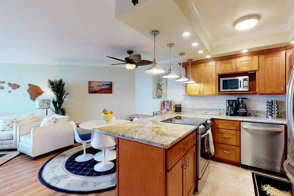 Table and full size kitchen