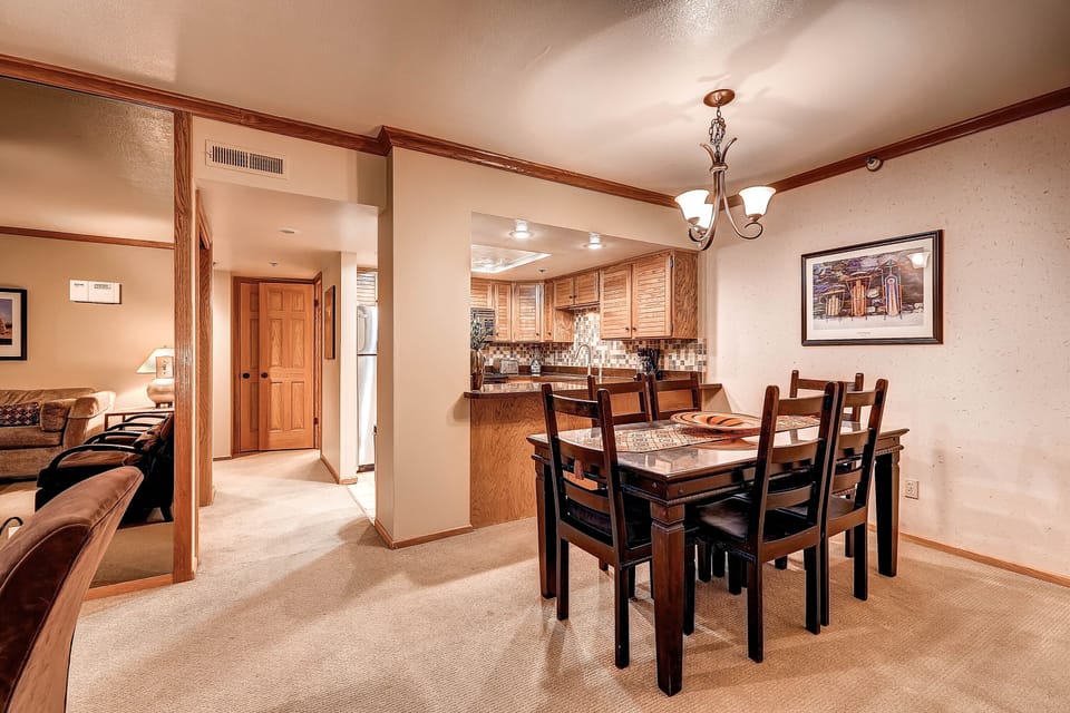 The dining table offers seating 6.