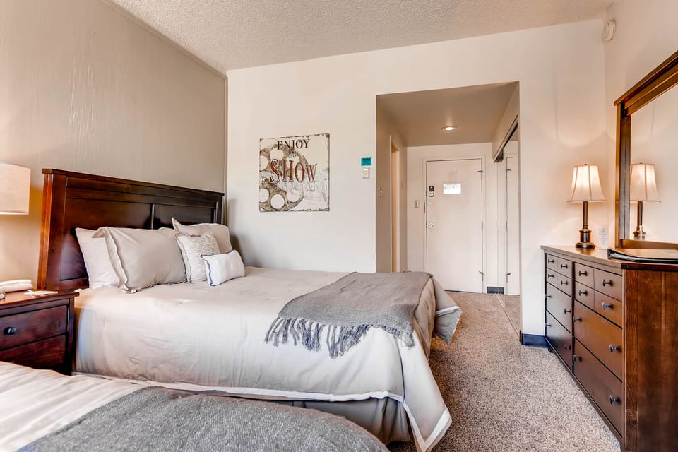 This hotel style condo offers two comfortable queen size beds.