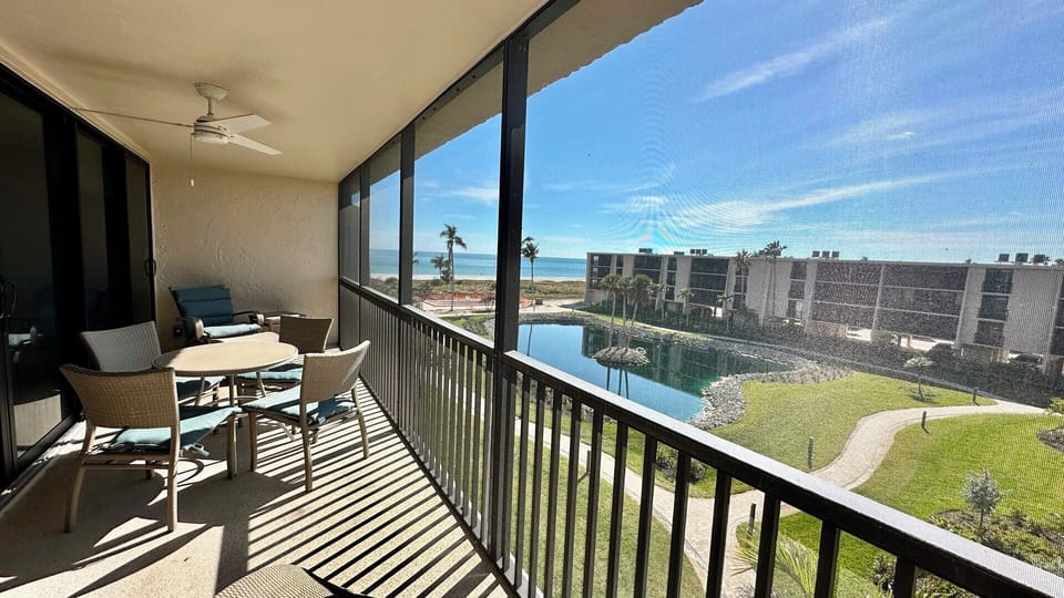 Beautiful gulf, pool, garden views.