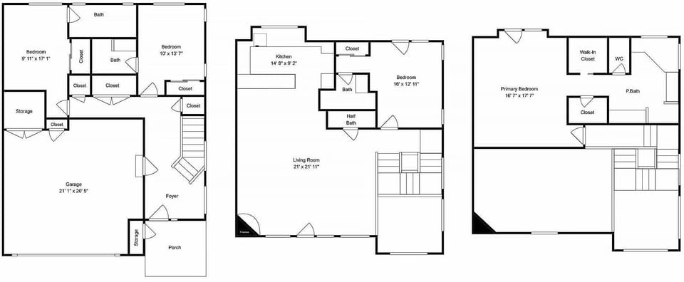 Detailed floor plan showing a spacious multi-level layout with bedrooms, kitchen, living areas, and garage.