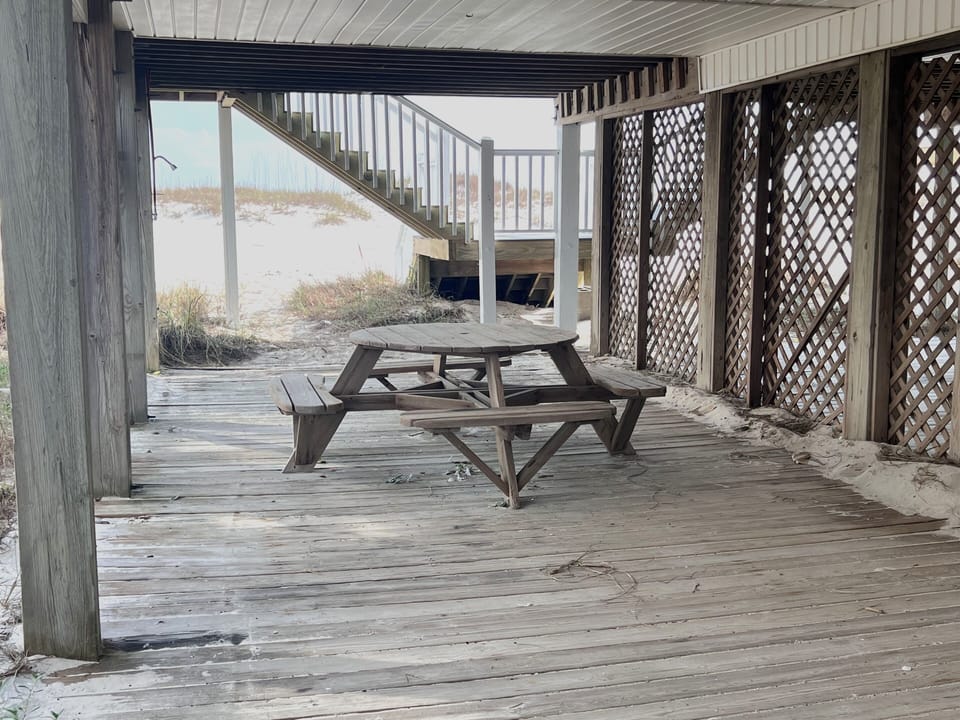 Bonhomme Richard East Covered Picnic Table + Outdoor Shower