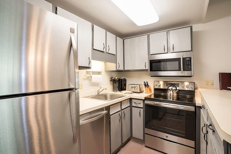 Your fully equipped kitchen features stainless steel appliances and everything you need to prepare delicious meals during your stay.