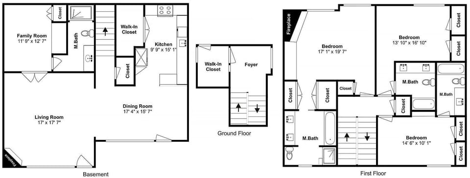 Discover the spacious layout of your mountain retreat with this detailed floor plan showing multiple bedrooms, bathrooms, and living areas.