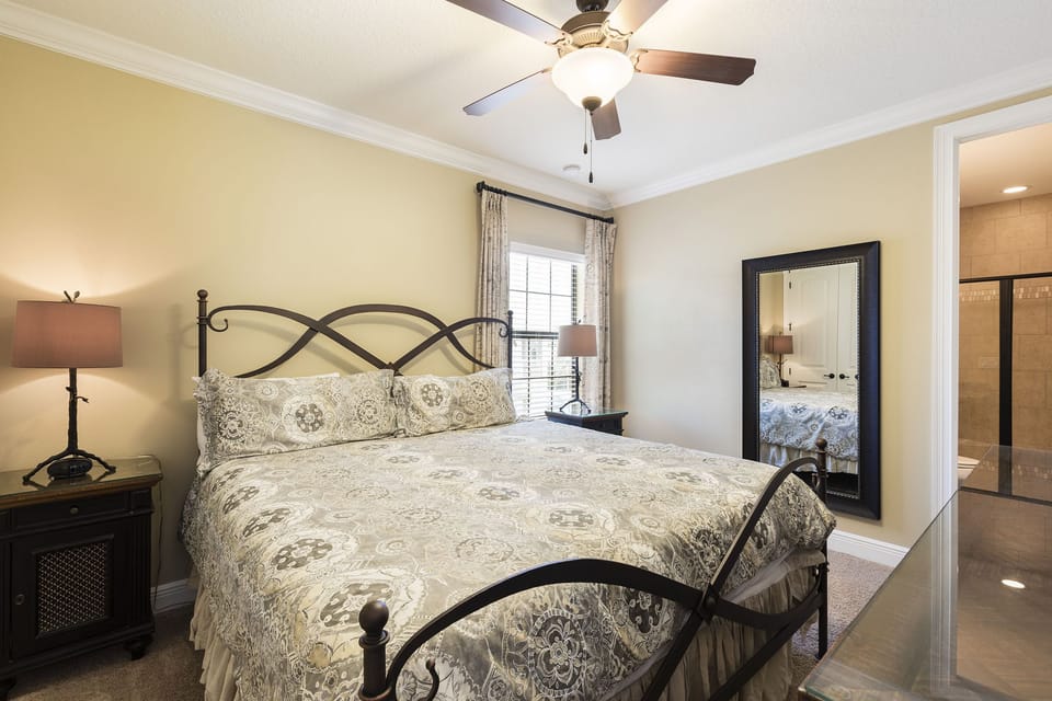 This bedroom located on the second floor featuring a King bed and private bathroom
