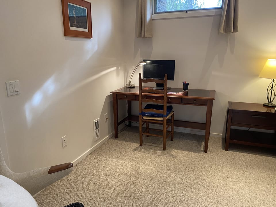 Desk with Monitor, Keyboard and mouse pad