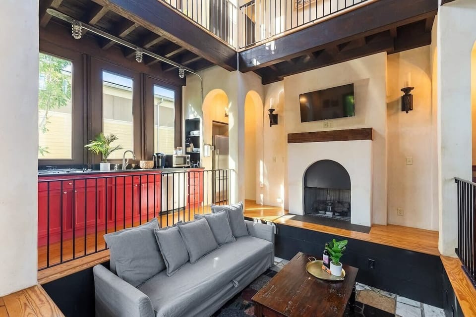 Unique sunken living room with sleeper sofa!