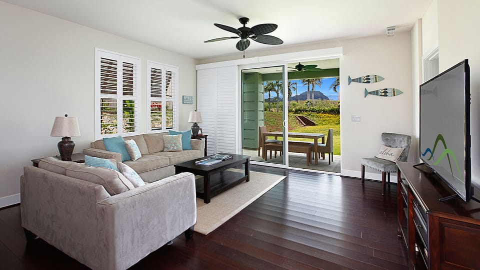 Pili Mai Resort at Poipu #01D - Mountain View Living Room - Parrish Kauai