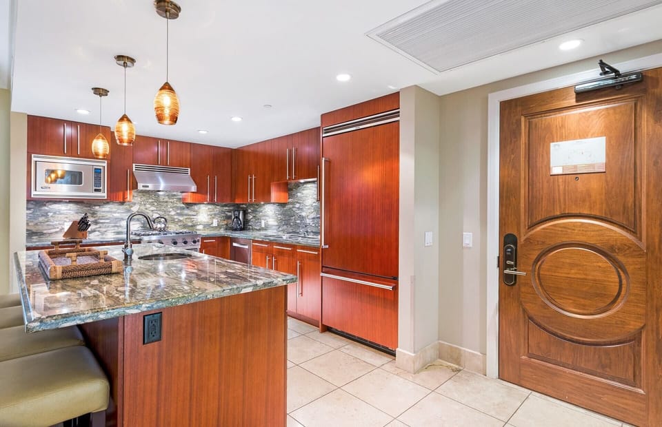 With Viking appliances, granite counters, and dual ovens.
                