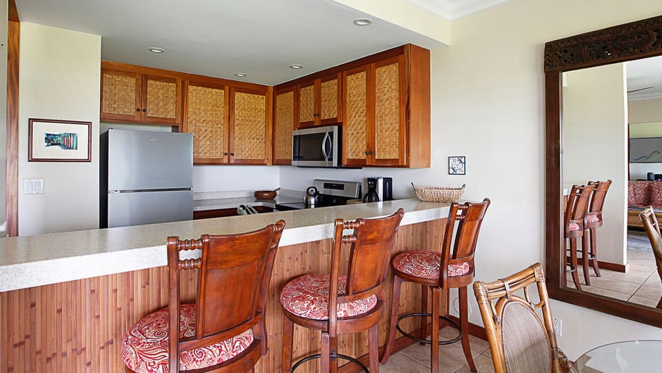 Poipu Sands at Poipu Kai Resort #511 - Kitchen & Breakfast Bar - Parrish Kauai