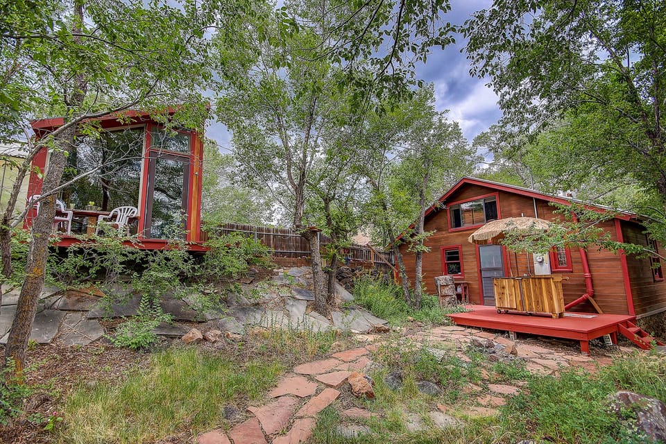 Back yard with patio and side reading studio 