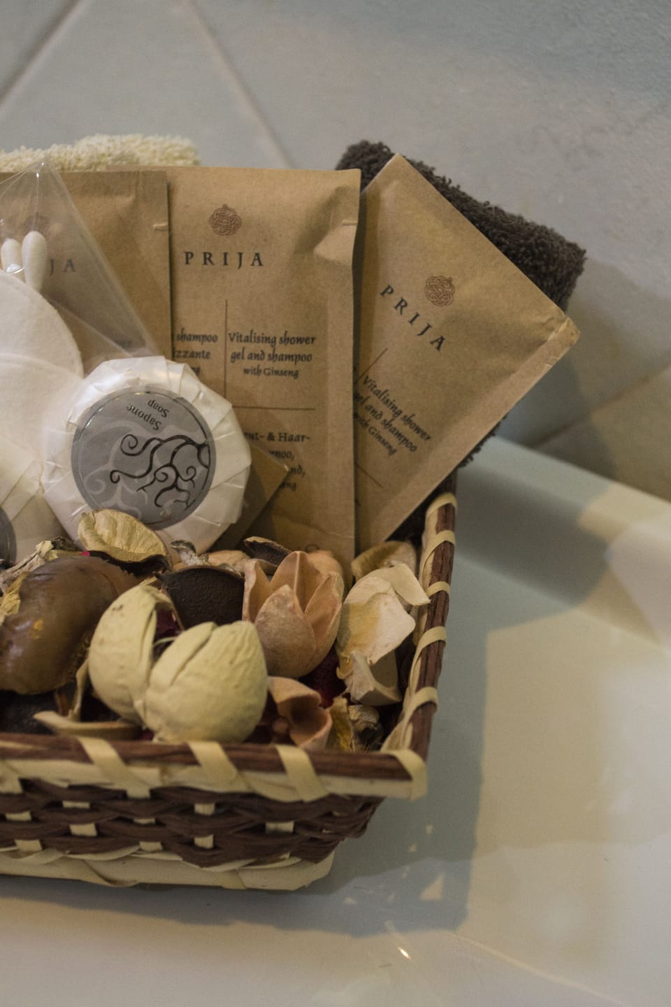 Eco-friendly toiletries, hair dryer, bidet, towels