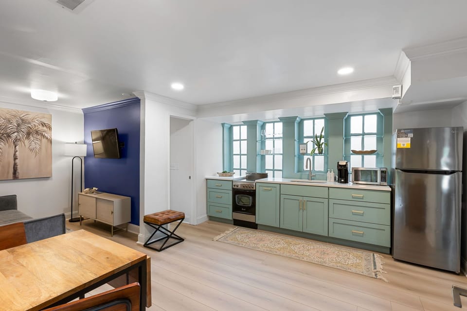Open floor plan maximizing kitchen & living space