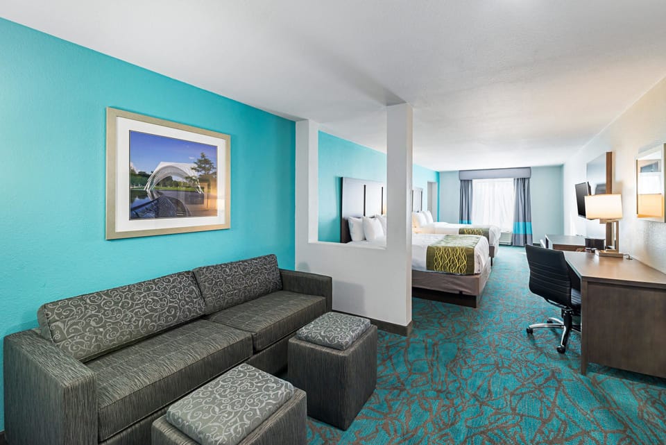 Suite, 2 Queen Beds, Non Smoking | Premium bedding, down comforters, memory foam beds, in-room safe