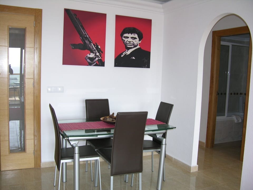 Spacious dining room with beautiful furniture