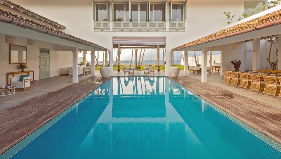 Outdoor pool, sun loungers