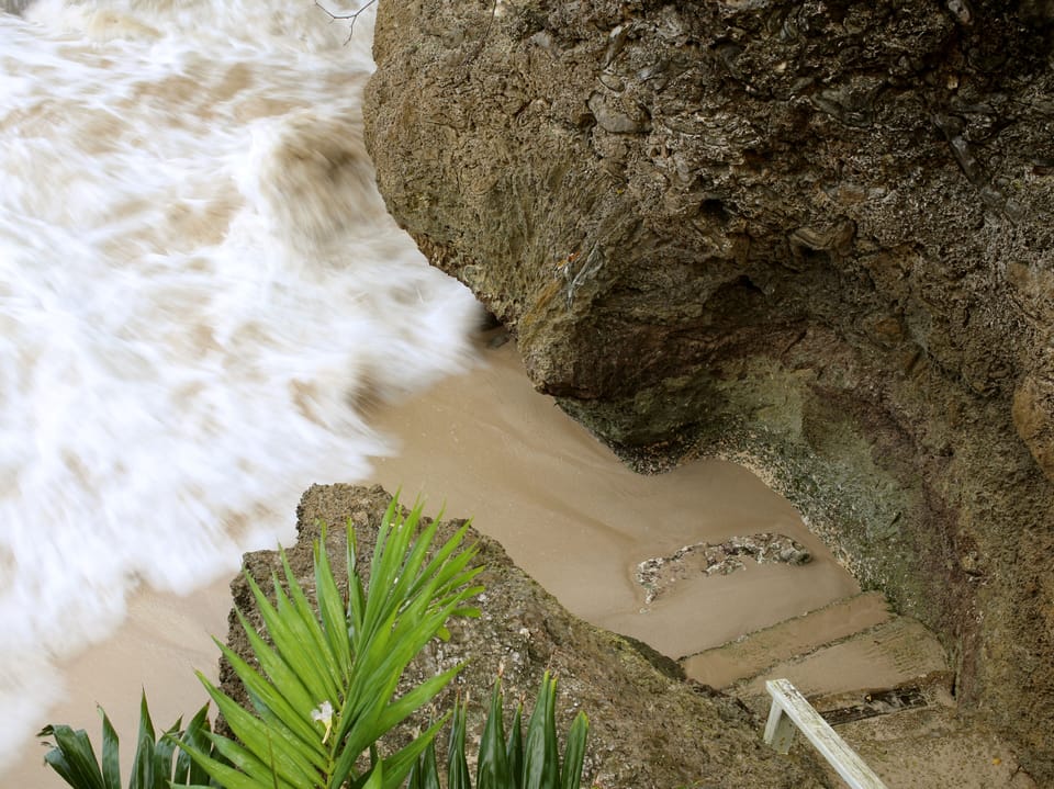 Secluded and private steps down to the sea. Shared with upper unit.