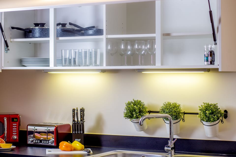 Apartment, 2 Bedrooms, Ensuite (The President ) | Private kitchen | Full-size fridge, microwave, oven, stovetop