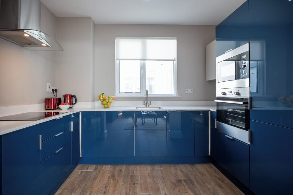 Deluxe Apartment, 2 Bedrooms, 2 Bathrooms, City View | Private kitchen | Fridge, microwave, oven, stovetop